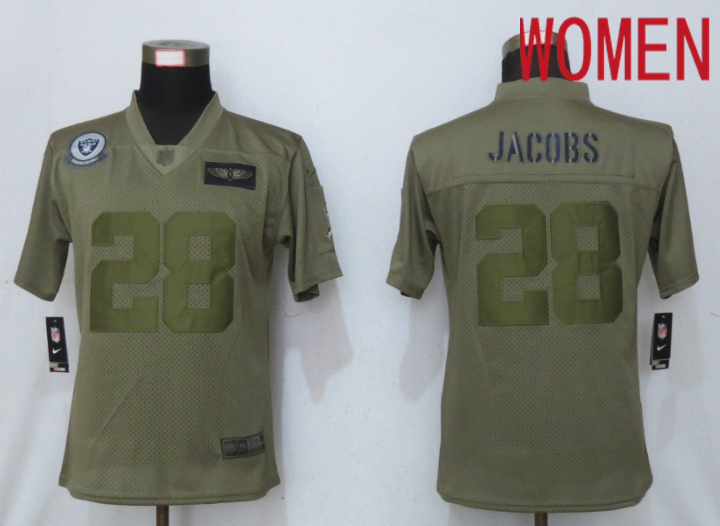 Women Oakland Raiders #28 Jacobs Camo 2020 Salute to Service Elite Playe NFL Nike Jerseys